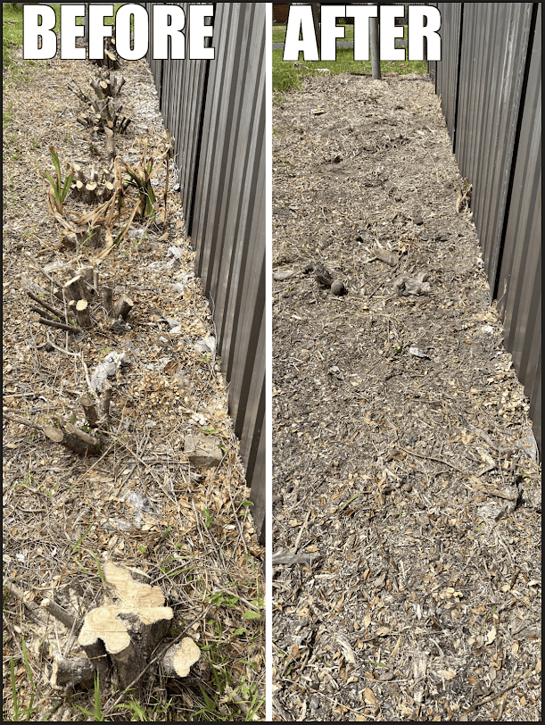 Stump grinding service showing cleared garden area with no remaining stumps or debris.