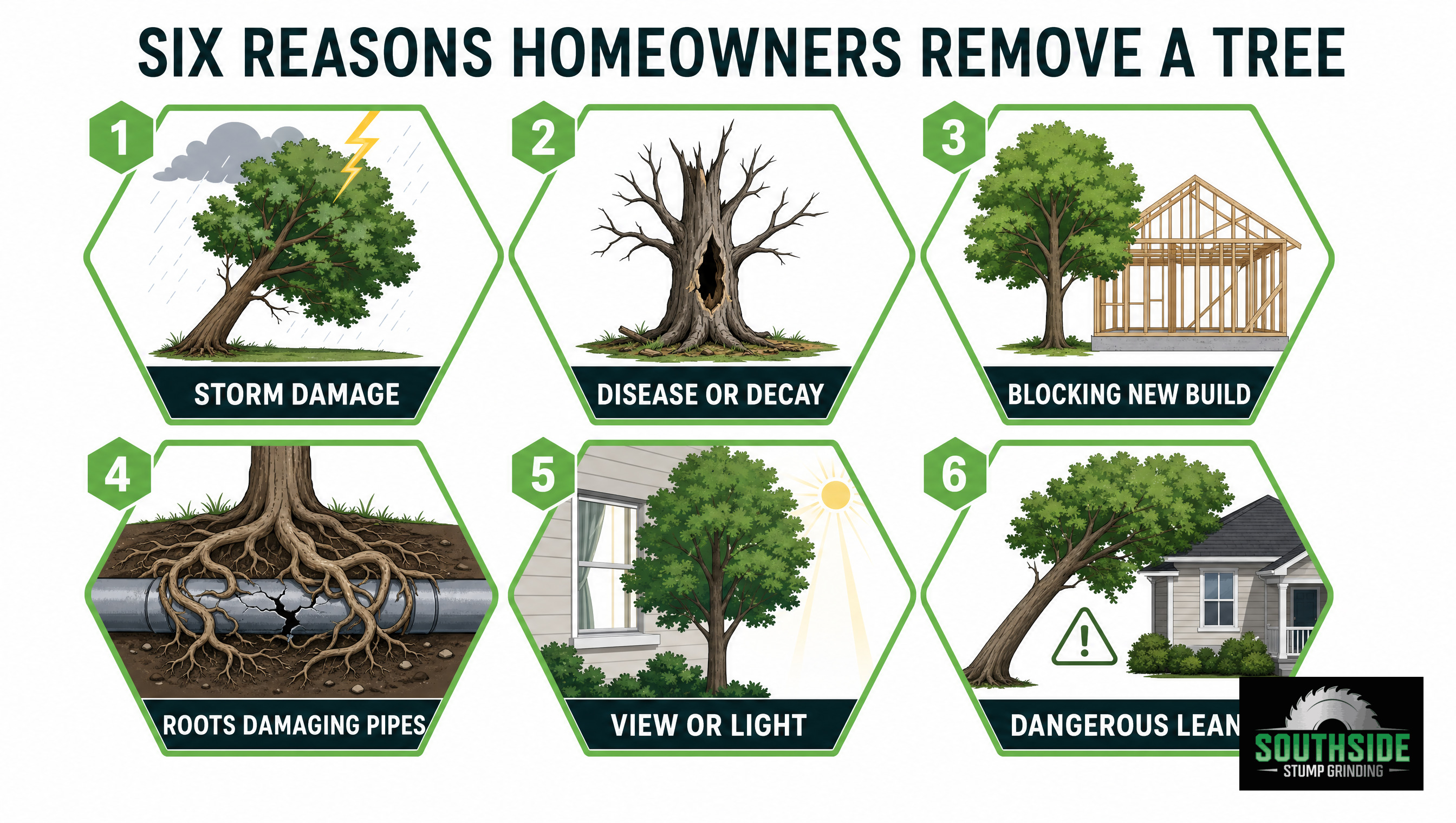 six reasons homeowners remove a tree