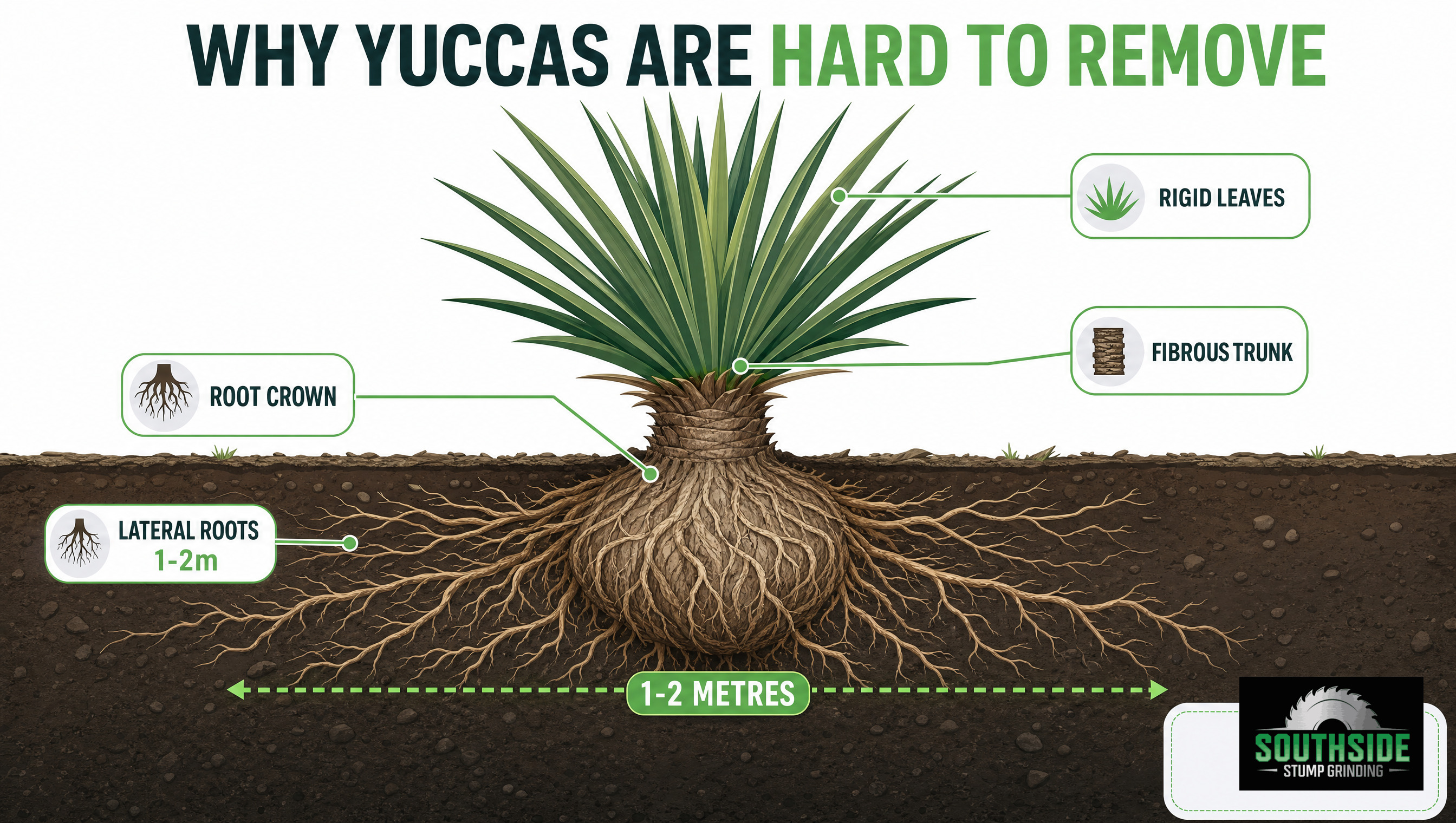 why yuccas are hard to remove